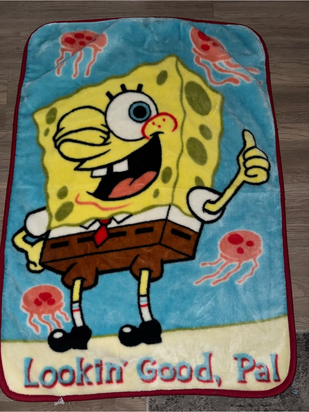 SpongeBob Squarepants Blue Yellow Red Plush Kids Throw Blanket
